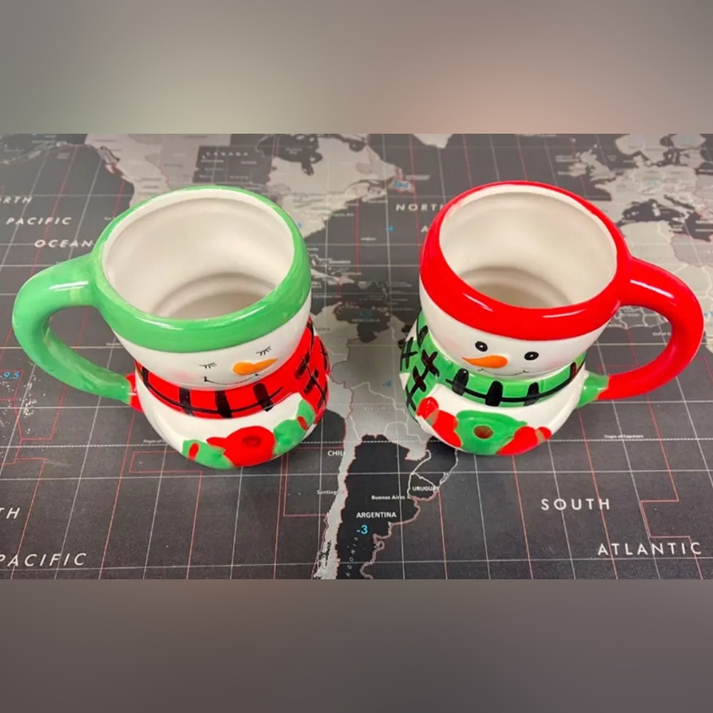 Bay Island Holiday Snowmen Mug Set - Not Dishwasher or Microwave Safe!